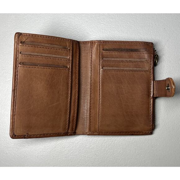 Kane M Leather Bi Fold Wallet Brown Snap Close - Picture 3 of 9